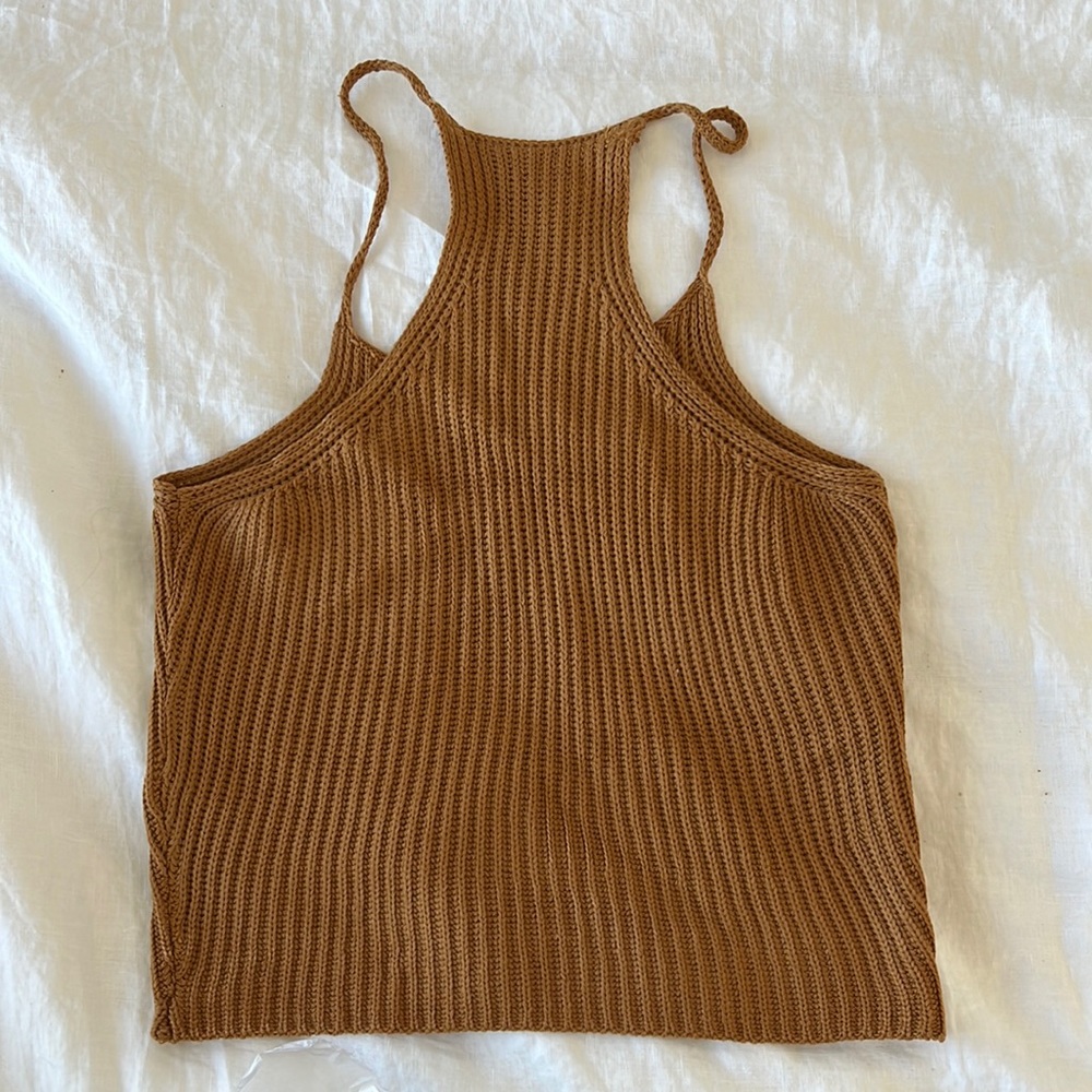 MOONCOLOUR Pure Color Knit Camisole Racerback Crop Top